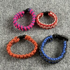 Paracord Survival Bracelet Lot Set of 4 Handmade Multicolor Outdoor Camping Hike